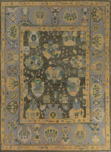 Vegetable Dye Floral Oushak Turkish Area Rug 8x10