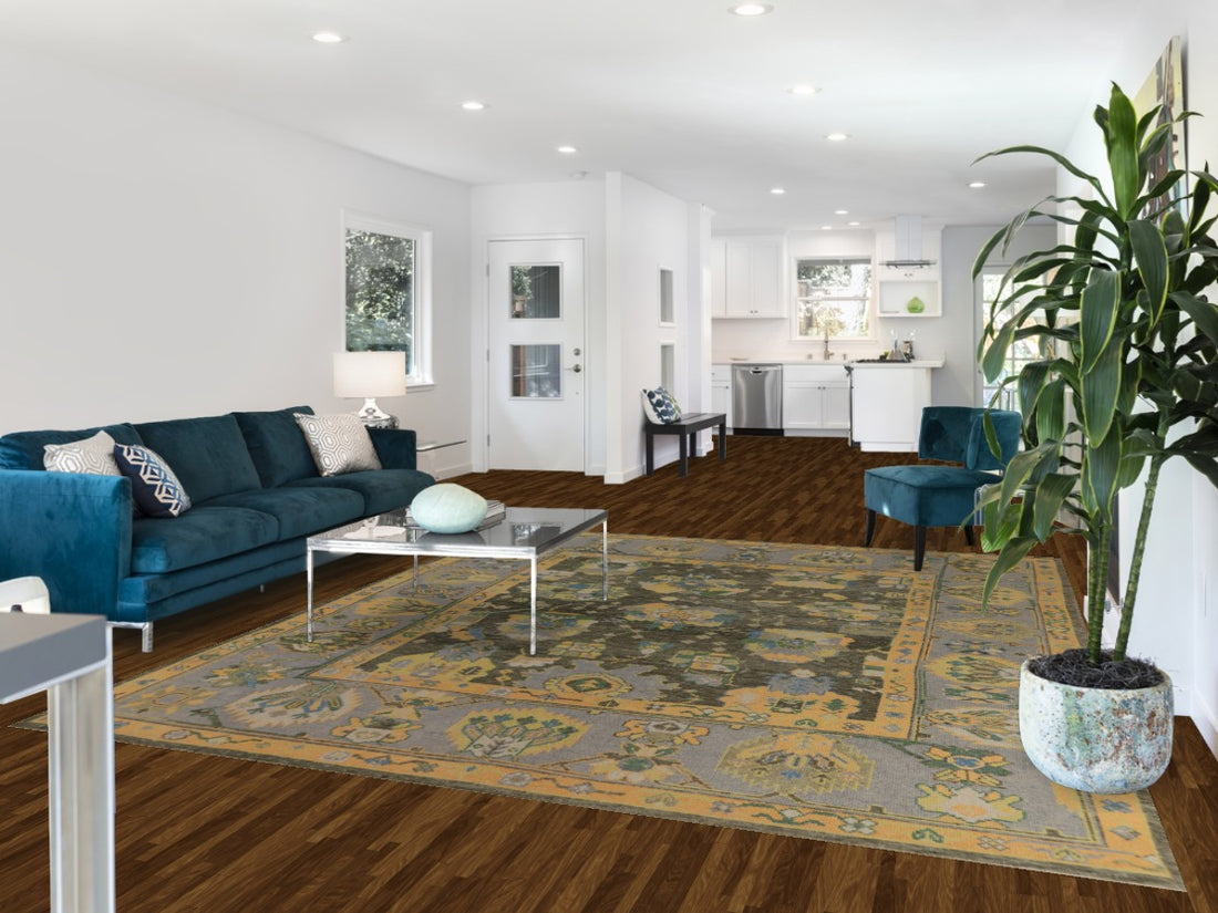 Vegetable Dye Floral Oushak Turkish Area Rug 8x10