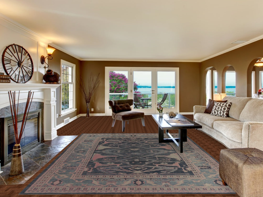 Vegetable Dye Blue Oushak Turkish Area Rug 8x11