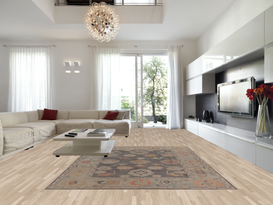 Handmade Gray Oushak Vegetable Dye Area Rug 9x12