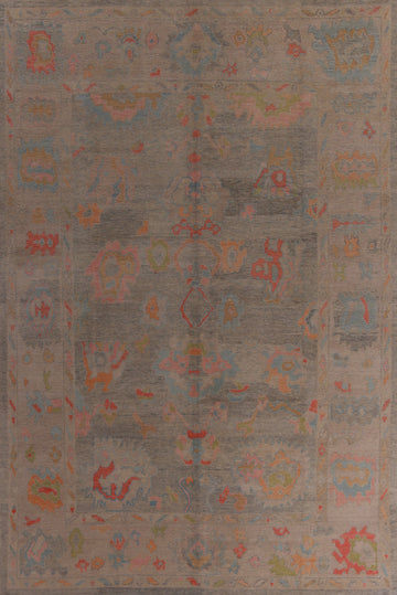Vegetable Dye Floral Oushak Turkish Area Rug 10x13
