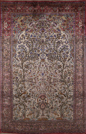 Pre-1900 Antique Vegetable Dye Kashan Persian Rug 4x7