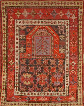 Pre-1900 Antique Anatolian Vegetable Dye Turkish Rug 4x4