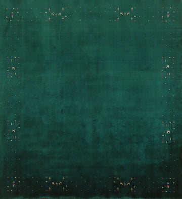 Square Green Gabbeh Indian Area Rug 10x10