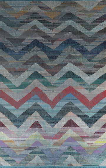 Chevron Wool Modern Kilim Turkish Large Rug 10x14