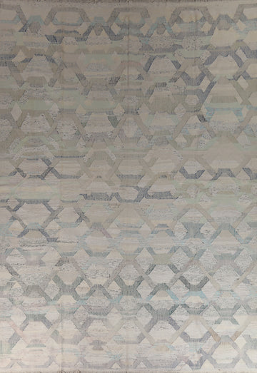 All-Over Modern Kilim Turkish Large Rug 13x16