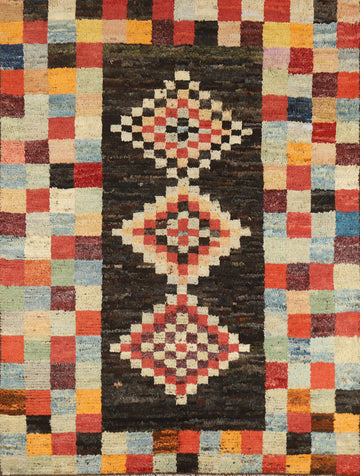 Checkered Wool Moroccan Oriental Rug 5x6