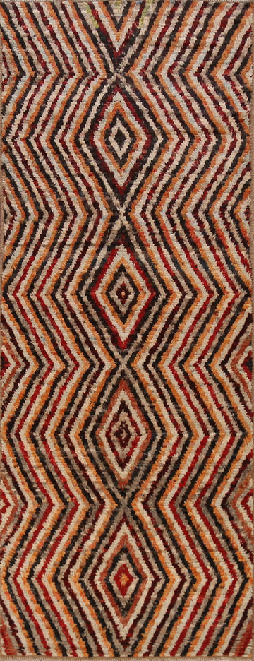 Geometric Wool Moroccan Oriental Runner Rug 3x9
