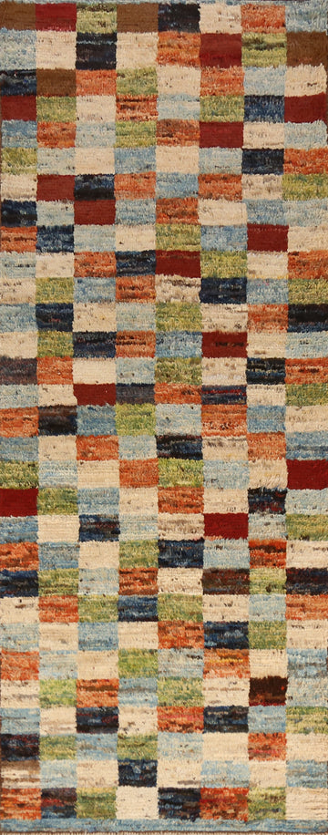 Checkered Wool Moroccan Oriental Runner Rug 3x10