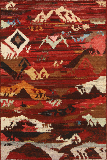 Handmade Red Wool Moroccan Oriental Rug 4x6