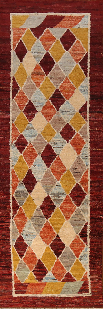 Geometric Wool Moroccan Oriental Runner Rug 3x13