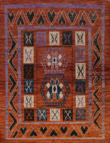 Orange Geometric Moroccan Oriental Area Rug 8x10
