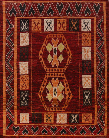 Red Geometric Moroccan Oriental Area Rug 8x10