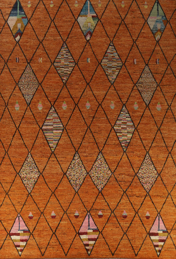 All-Over Trellis Wool Moroccan Oriental Large Rug 10x14