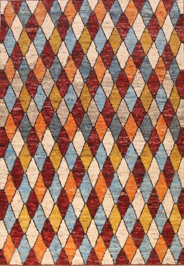 All-Over Trellis Wool Moroccan Oriental Area Rug 7x9