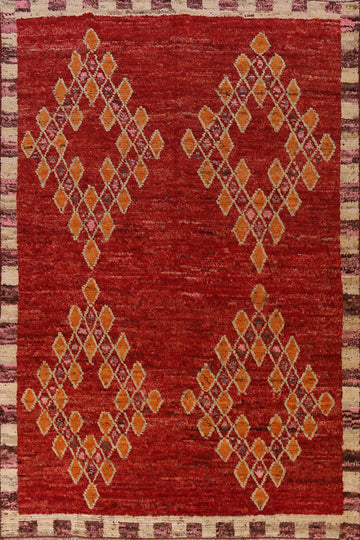 Red Geometric Moroccan Oriental Area Rug 7x10