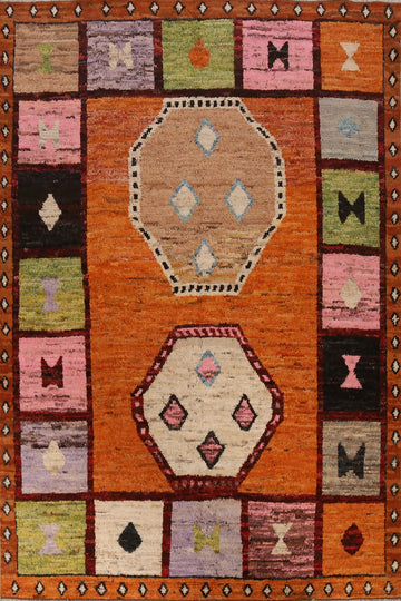 Orange Geometric Moroccan Oriental Area Rug 7x10