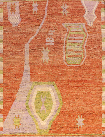 Orange Handmade Moroccan Oriental Area Rug 8x10