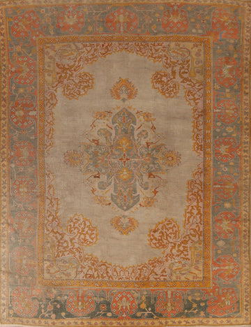 Pre-1900 Antique Vegetable Dye Oushak Turkish Area Rug 10x12