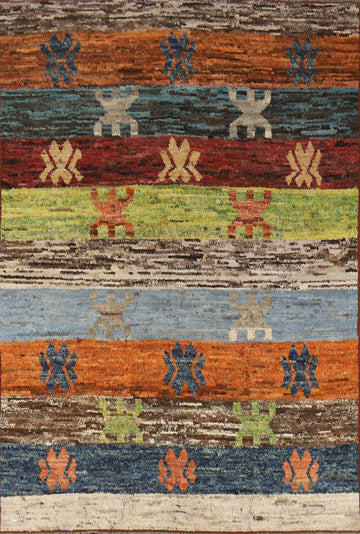 Striped Wool Colorful Moroccan Oriental Area Rug 7x10