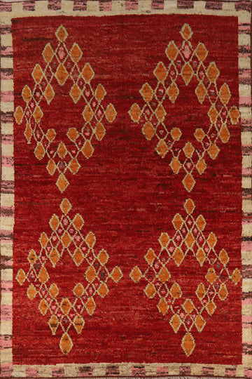 Red Geometric Moroccan Oriental Area Rug 7x10