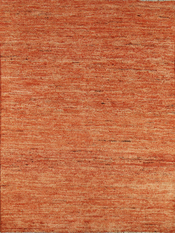 Orange Wool Handmade Moroccan Oriental Rug 5x6