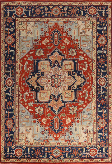 Geometric Heriz Serapi Indian Large Rug 10x14