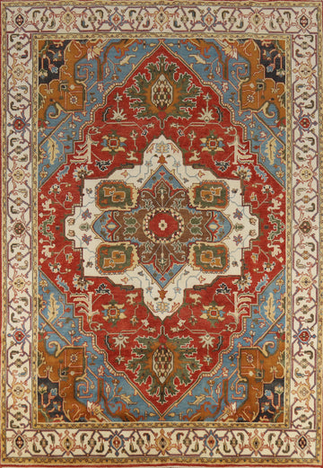 Medallion Wool Heriz Serapi Indian Area Rug 9x11