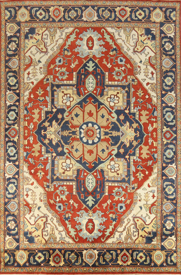 Medallion Heriz Serapi Indian Large Rug 10x14