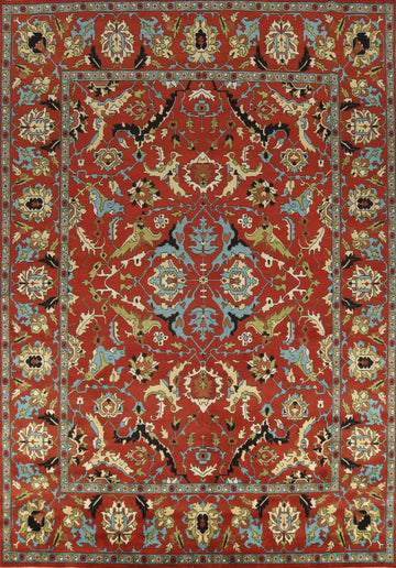 All-Over Orange Floral Heriz Serapi Indian Large Rug 12x15