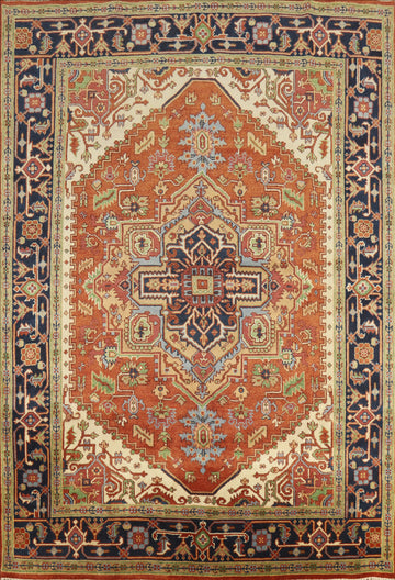 Orange Wool Heriz Serapi Indian Area Rug 8x10