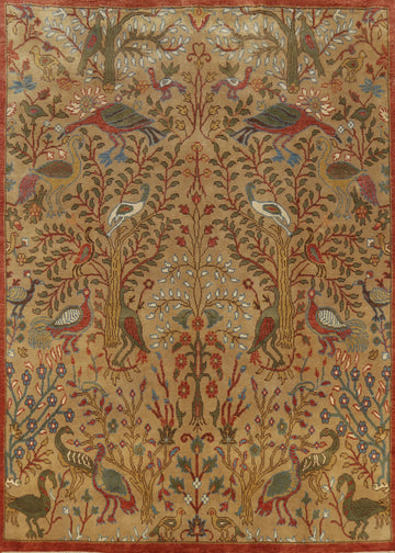 Light Brown Animals Wool Ziegler Oriental Area Rug 8x10
