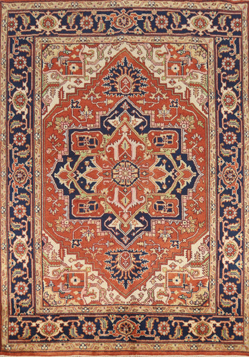 Wool Medallion Heriz Serapi Indian Area Rug 8x10