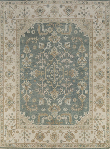 Blue Floral Oushak Indian Area Rug 8x10