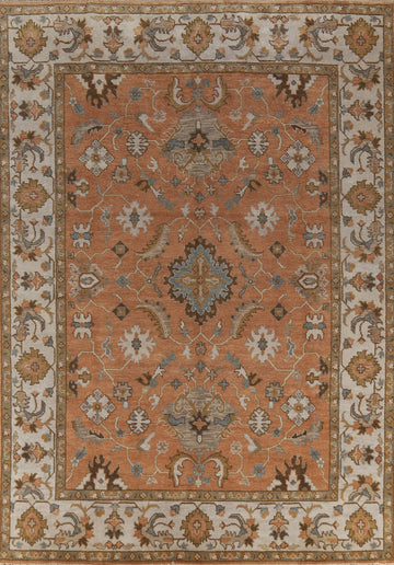 Orange Floral Oushak Indian Area Rug 9x12