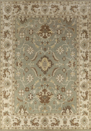 Light Green Floral Oushak Indian Area Rug 9x12