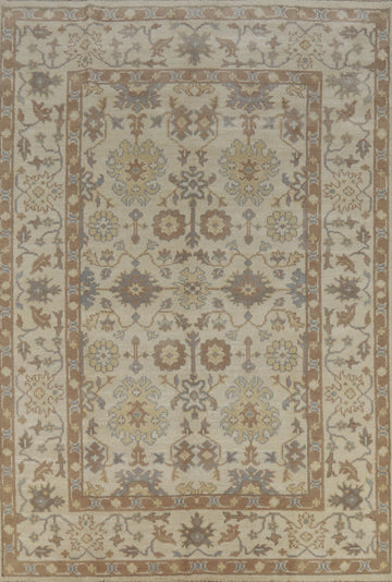 Earth Tone Wool Oushak Indian Area Rug 6x9
