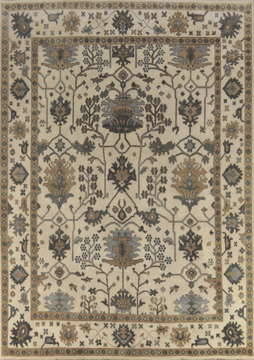 Earth Tone Wool Oushak Indian Area Rug 9x12