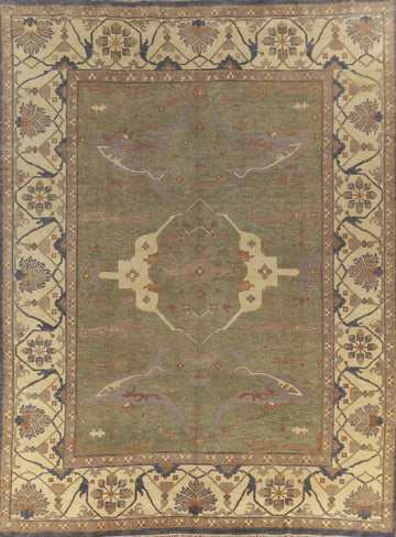 Green Wool Handmade Oushak Indian Large Rug 12x14