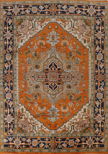 Orange Wool Heriz Serapi Indian Area Rug 8x10