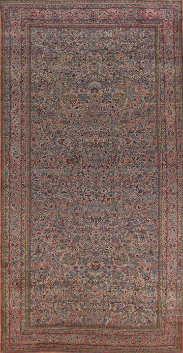 Antique Vegetable Dye Kerman Persian Large Rug 9x18
