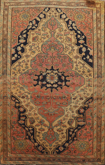 Pre-1900 Vegetable Dye Sarouk Farahan Persian Rug 3x5