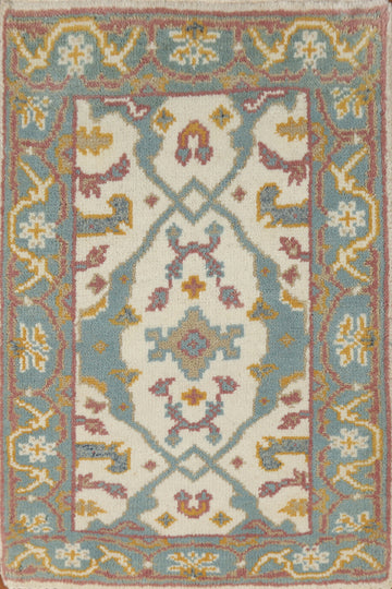 Geometric Wool Oushak Indian Rug 2x3