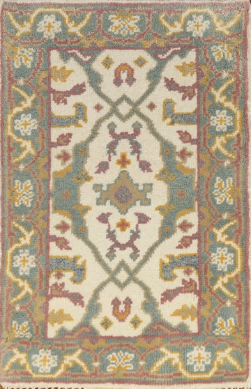 Ivory Wool Oushak Indian Accent Rug 2x3