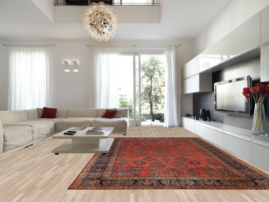 Pre-1900 Vegetable Dye Manchester Wool Kashan Persian Rug 10x16