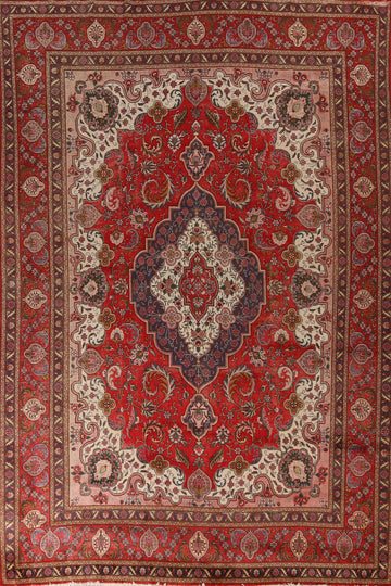 Red Medallion Wool Tabriz Persian Large Rug 11x16
