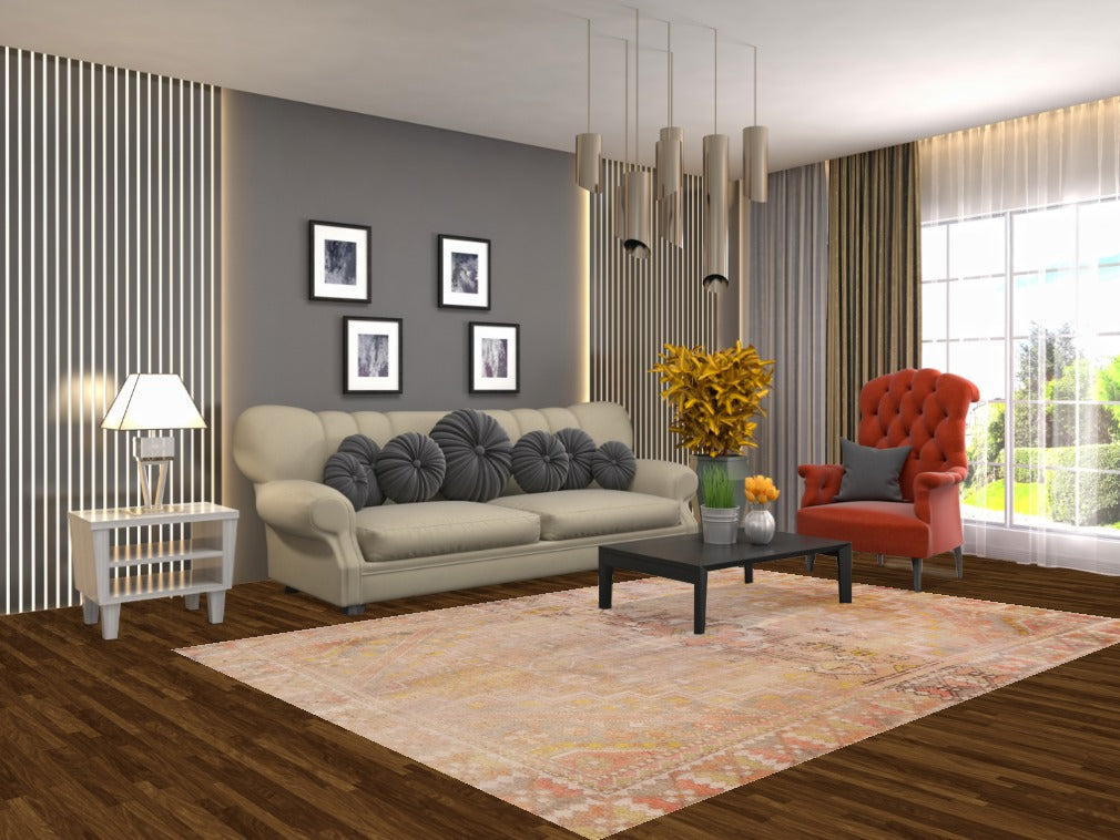 Distressed Wool Bakhtiari Persian Area Rug 6x9