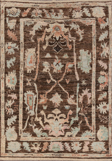 All-Over Brown Oushak Turkish Area Rug 6x8
