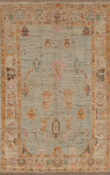 Vegetable Dye Wool Oushak Turkish Rug 4x6