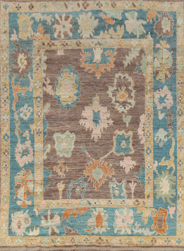 Vegetable Dye Brown Oushak Turkish Area Rug 8x10